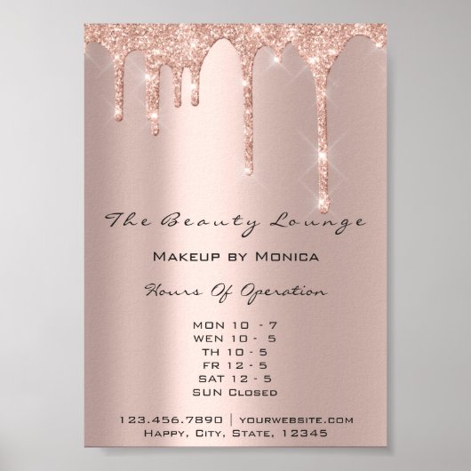 Makeup Openings Stunden Rose Salon Tropfen Parkpre Poster (Vorne)