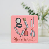 Makeup-Party Einladung (Stehend Vorderseite)