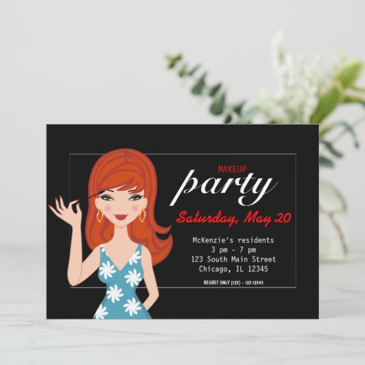 Makeup Party Einladung (Stehend Vorderseite)