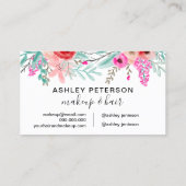 Makeup Pink Blütenfarbe Aquarell Trendfarben Monog Visitenkarte (Rückseite)