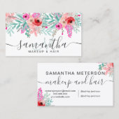 Makeup Pink Blütenfarbe mit Monogramm Visitenkarte (Vorne/Hinten)