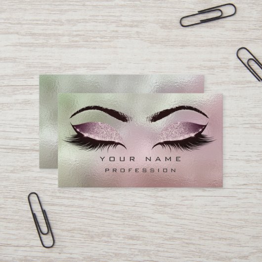 Makeup Pink Minze Green Glass Eyes Lashes Glitzer Visitenkarte (Vorderseite/Rückseite Beispiel)