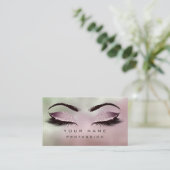 Makeup Pink Minze Green Glass Eyes Lashes Glitzer Visitenkarte (Stehend Vorderseite)