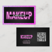 Makeup Pink Neon Rainbow Glitzer Girly Beauty Visitenkarte (Vorne/Hinten)