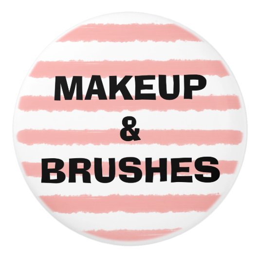Makeup Pink White Watercolor Streifen Keramikknauf (Vorderseite)