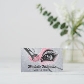 Makeup-Pinsel mit Makeup Visitenkarte (Stehend Vorderseite)