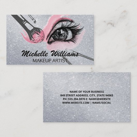 Makeup-Pinsel mit Makeup Visitenkarte (Vorne/Hinten)