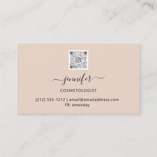 Makeup QR-Code Pulver Blush Rose Gold Visitenkarte (Rückseite)