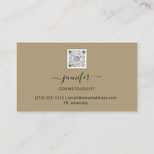 Makeup QR Code Pulver Senf Green Gold Visitenkarte (Rückseite)