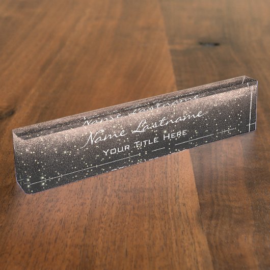 Makeup Rose Esthetician Beauty Black Gold Blush Namensplakette (Seite)