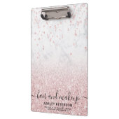 Makeup Rose Gold Glitzer Marmor Funkeln Konfetti Klemmbrett (Links)