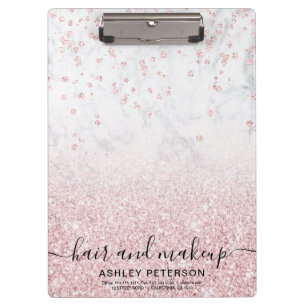 Makeup Rose Gold Glitzer Marmor Funkeln Konfetti Klemmbrett