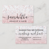 Makeup Rose Gold Glitzer Marmor Funkeln Konfetti Visitenkarte (Vorne/Hinten)