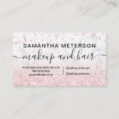 Makeup Rose Gold Glitzer Marmor Funkeln Konfetti Visitenkarte (Rückseite)