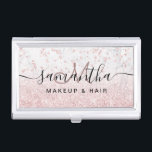 Makeup Rose Gold Glitzer Marmor Funkeln Konfetti Visitenkarten Dose<br><div class="desc">Makeup Haar Rose Gold Glitzer weißer Marmor funkeln Konfetti Monogramm Logo Branding</div>