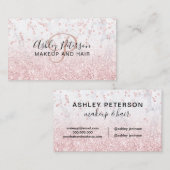 Makeup Rose Gold Glitzer Marmor Monogramm ombre Visitenkarte (Vorne/Hinten)