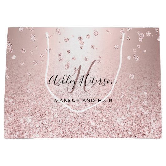 Makeup Rose Gold Glitzer metallische Funkeln Konfe Große Geschenktüte (Vorderseite)