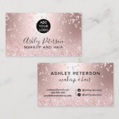Makeup Rose Gold Glitzer metallisches Chic Logo Visitenkarte (Vorne/Hinten)