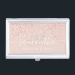 Makeup Rose Gold Glitzer Pastellrot Rosa Visitenkarten Dose<br><div class="desc">Makeup Haar Rose Gold Glitzer Pastellrot Rosa Monogramm Logo Branding</div>