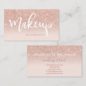 Makeup Rose Gold Glitzer rot ombre rosa Skript Visitenkarte (Vorne/Hinten)