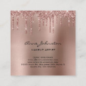 Makeup Rose Gold Glitzer und Sparkasse Quadratische Visitenkarte (Rückseite)