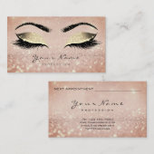 Makeup Rose Gold Lashes Extension Studio Confetti Terminkarte (Vorne/Hinten)