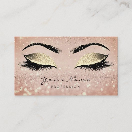 Makeup Rose Gold Lashes Extension Studio Confetti Terminkarte (Vorderseite)