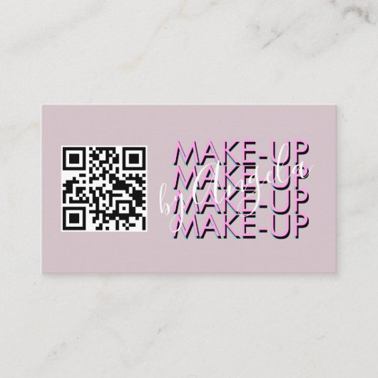 Makeup Salon QR Code Rosa Schwarzes Skript Visitenkarte (Vorderseite)