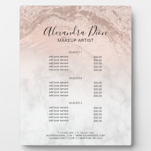 Makeup-Services für Kupfergold-Rose Glitzer Fotoplatte (Vorderseite)