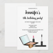 Makeup Set Illustration Kosmetik Geburtstagsparty Einladung (Vorne/Hinten)