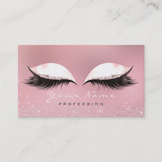 Makeup Silber Rosa Weißgläser Glitzer Visitenkarte (Vorderseite)