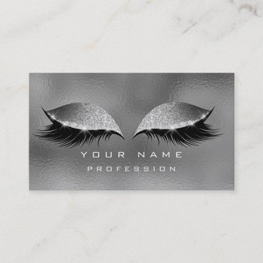 Makeup Silver Graue Augen Lashes Glitzer Visitenkarte (Vorderseite)