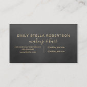 Makeup Skript Typografie Gold schwarze Aquarell Visitenkarte (Rückseite)