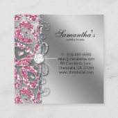 Makeup Sparkle Jewelry Leopard Pink Business Card Quadratische Visitenkarte (Rückseite)