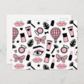 Makeup Sticker Muster Feiertagspostkarte (Vorne/Hinten)