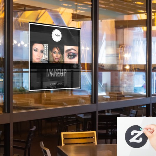 Makeup Studio Elegantes Foto-Collage-Logo  Fensteraufkleber (Restaurantfenster)