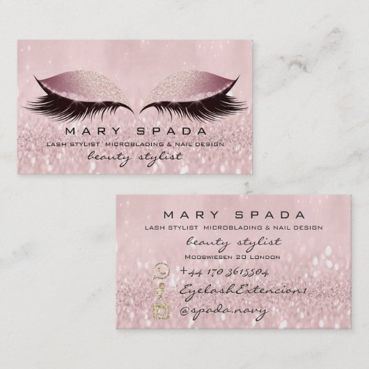 Makeup Studio Eyebrows Lashes Pink WELLNESS-CENTER Visitenkarte (Vorne/Hinten)