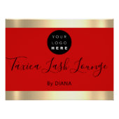 Makeup Studio Eyelashes Extension Logo Red Gold Poster (Vorderseite)