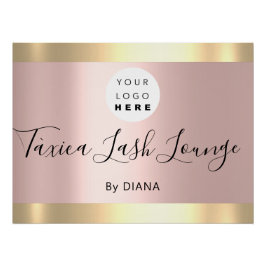 Makeup Studio Eyelashes Extension Logo Rose Gold Poster