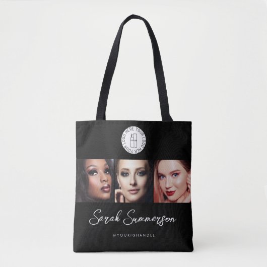 Makeup-Studio Schwarz-Weiß-Logo 3 Foto Tasche (Vorderseite)