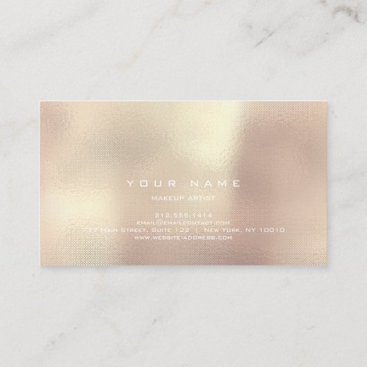 Makeup Stylist Kupfer Rose Gold Rosa Rosa Rosa Visitenkarte (Rückseite)