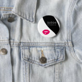 Makeup-Symbol Frauengesicht in Schwarz-weiß rosa L Button (Beispiel)