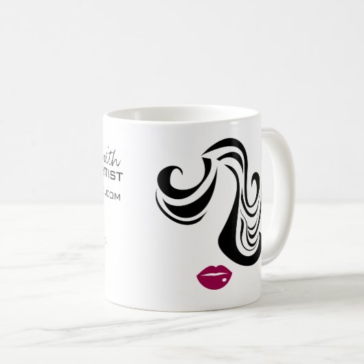 Makeup-Symbol Frauengesicht in Schwarz-weiß rosa L Kaffeetasse (VorderseiteRechts)