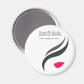 Makeup-Symbol Frauengesicht in Schwarz-weiß rosa L Magnet (Vorderseite/Rückseite)