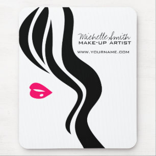 Makeup-Symbol Frauengesicht in Schwarz-weiß rosa L Mousepad