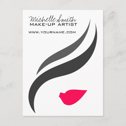 Makeup-Symbol Frauengesicht in Schwarz-weiß rosa L Postkarte (Vorderseite)