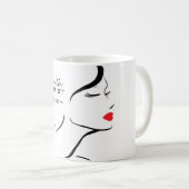 Makeup-Symbol Frauengesicht in Schwarz-weißen rote Kaffeetasse (VorderseiteRechts)