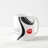 Makeup-Symbol Frauengesicht in Schwarz-weißen rote Kaffeetasse (VorderseiteRechts)