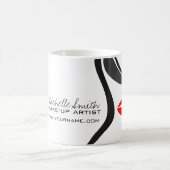 Makeup-Symbol Frauengesicht in Schwarz-weißen rote Kaffeetasse (Mittel)