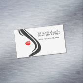 Makeup-Symbol Frauengesicht in Schwarz-weißen rote Magnetische Visitenkarte (Beispiel)